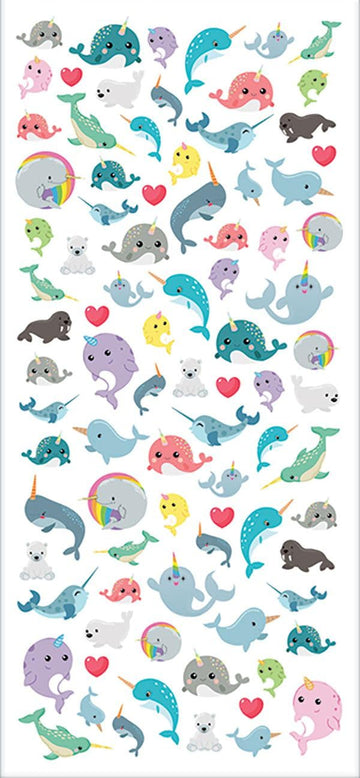 Playhouse Unicorns and Narwhals Super Glitter & Foil Sticker Sheet Pack for Collecting, Scrapbooking & Classrooms