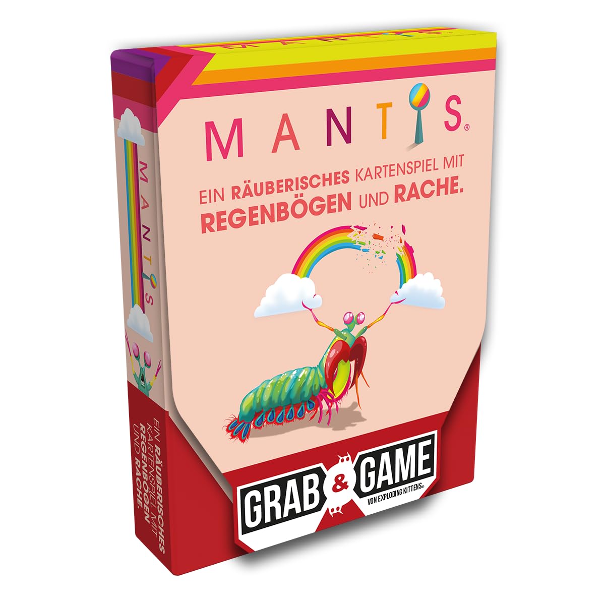 Exploding Kittens, Mantis: Grab & Game, Party Game, Card Game, 2-4 Players, from 7+ Years, 10 Minutes, German, Multicoloured, Colourful