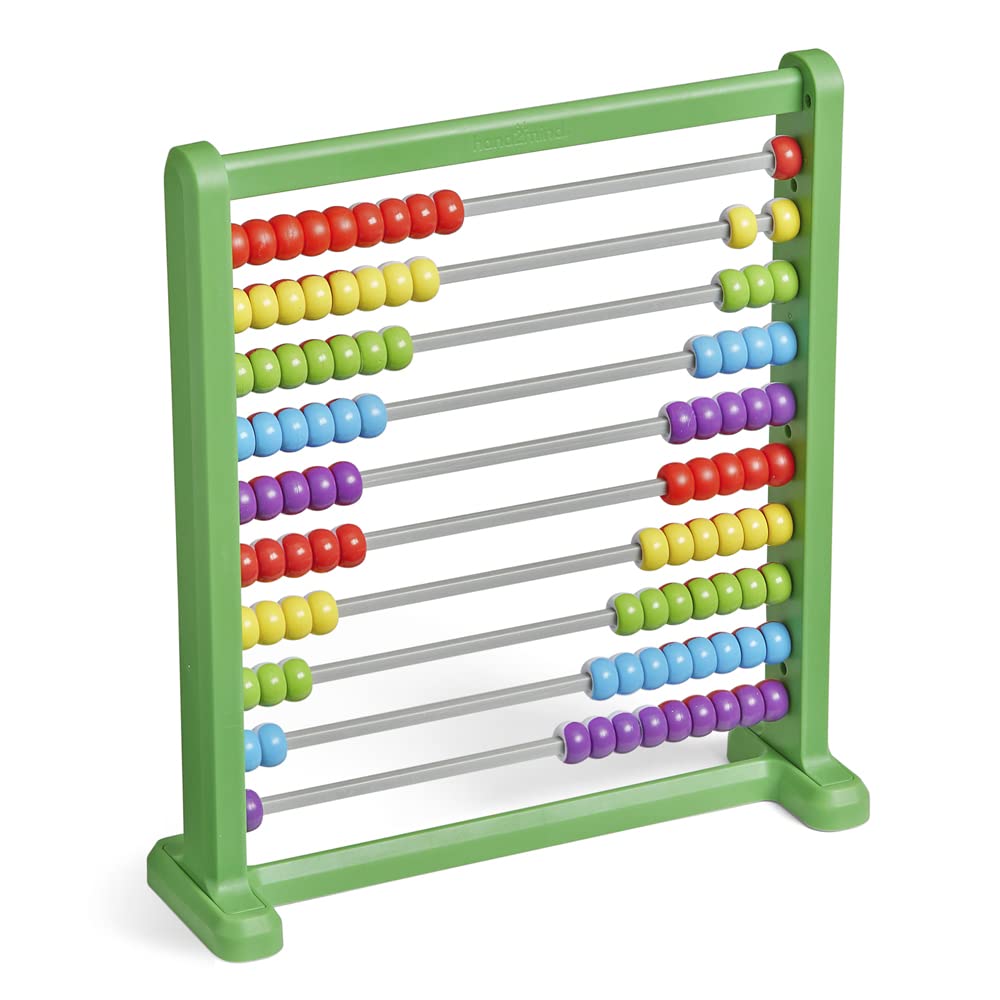 Hand2Mind Double Sided Plastic 100 Bead Abacus, Abacus for Kids Math, Kindergarten Math Manipulatives, Counting Rack, Educational Toys for Elementary