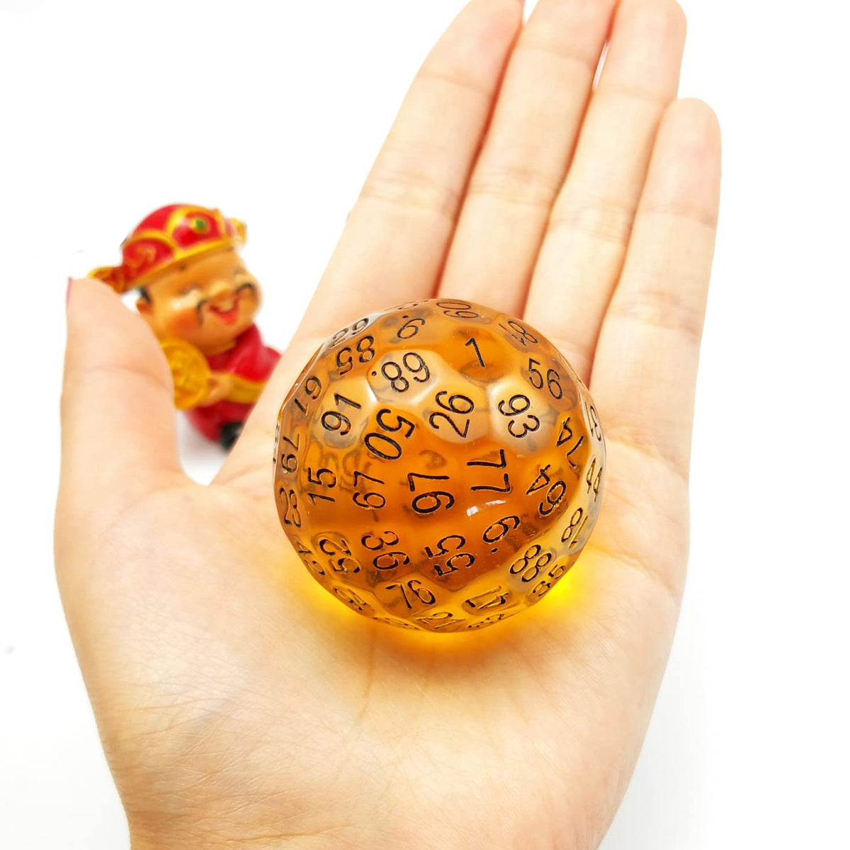 Bescon Translucent Polyhedral Dice 100 Sides Dice, Transparent D100 die, 100 Sided Cube, D100 Game Dice,100-Sided Cube of Amber