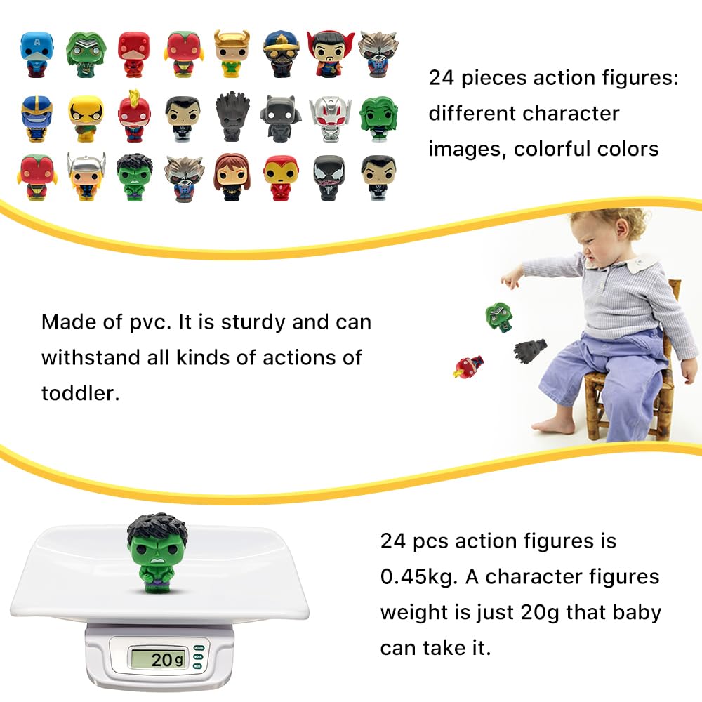 Joyday Action Figures, 24 PCS Mini Figures Toy Set, 1.38 Inch PVC Cake Topper Figures Decorations, Gift for Kids in Birthday Party, Christmas Day