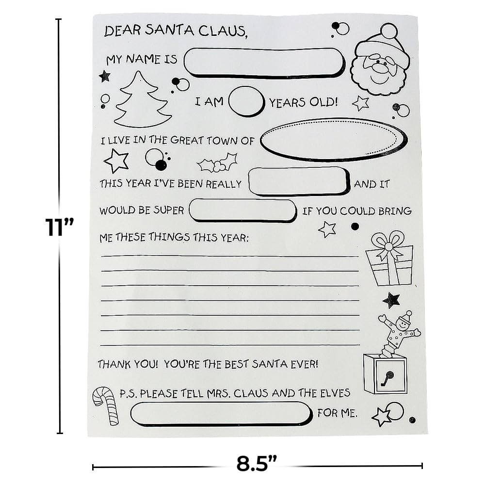 Fun Express Color Your Own Letter to Santa - Set of 50 - Christmas Crafts for Kids