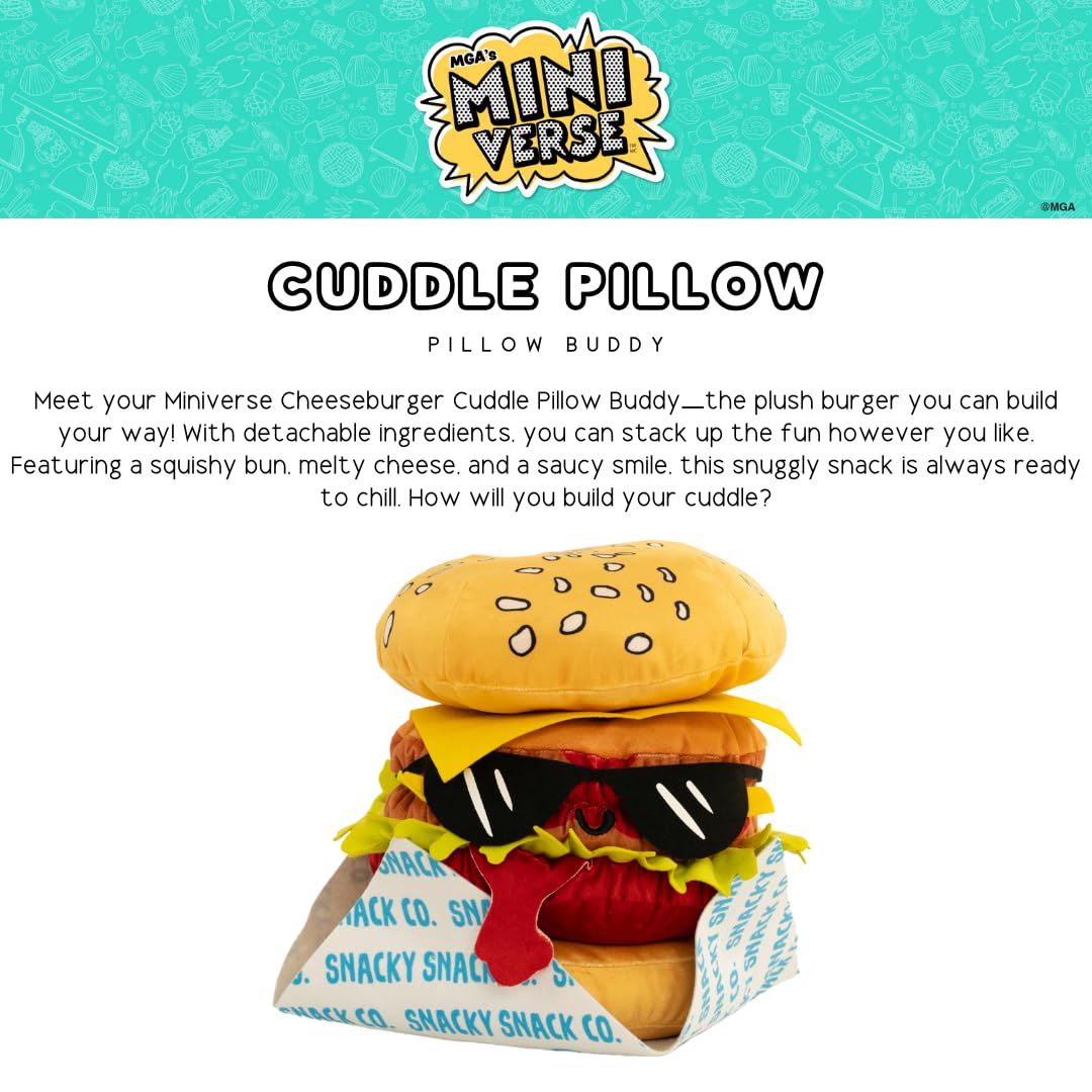 Collectibles Miniverse Food Cheeseburger Bedding Super Soft Cozy Detachable Cuddle Pillow, (Officially Licensed Product) by Franco