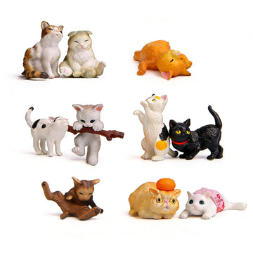 10PCS Mniature Realistic Cat Figurines,Kitty Collection Figurines set for Cat Keeper Lover,Cute Cat Animal Characters Figure for Cake Topper,Landscape