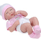 JC Toys Baby Girl 4-Piece Layette Set with Elephant Design, Pink and White, Includes T-Shirt, Cap, Booties and Diaper Made for Dolls 12"-14" Long