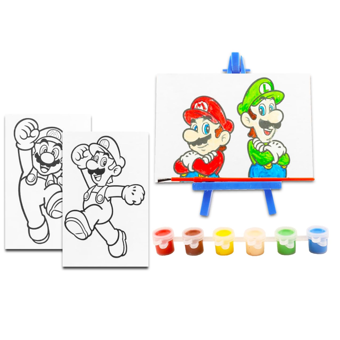 Super Mario Art Set for Kids - Bundle with Mario Art Supplies with Canvases, Easel, Paint Plus Stickers and More | Super Mario Gifts for Boys, Girls