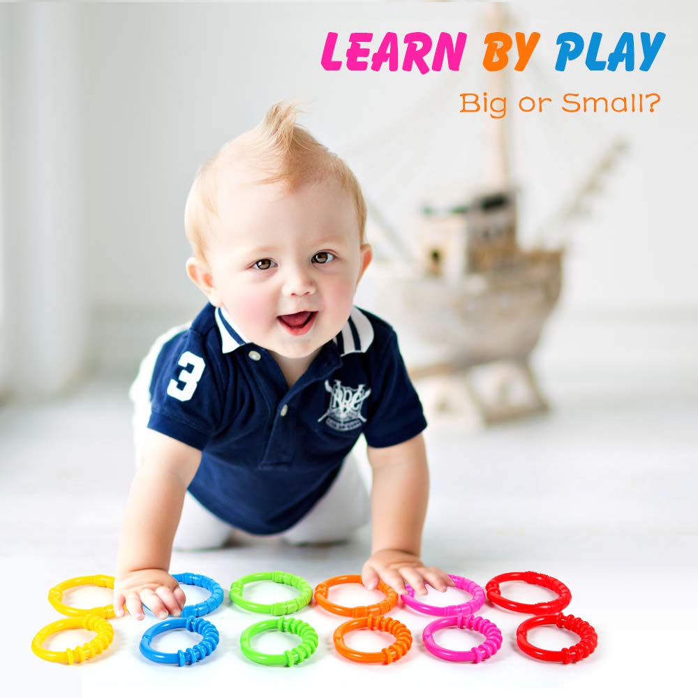 HAHA Baby Link-to-Go Connecting Rings Toy Hanging Stroller Car Seat Crib Playmat Attach Toys Infant Newborn Boy Girl Clip On Early Education Learning