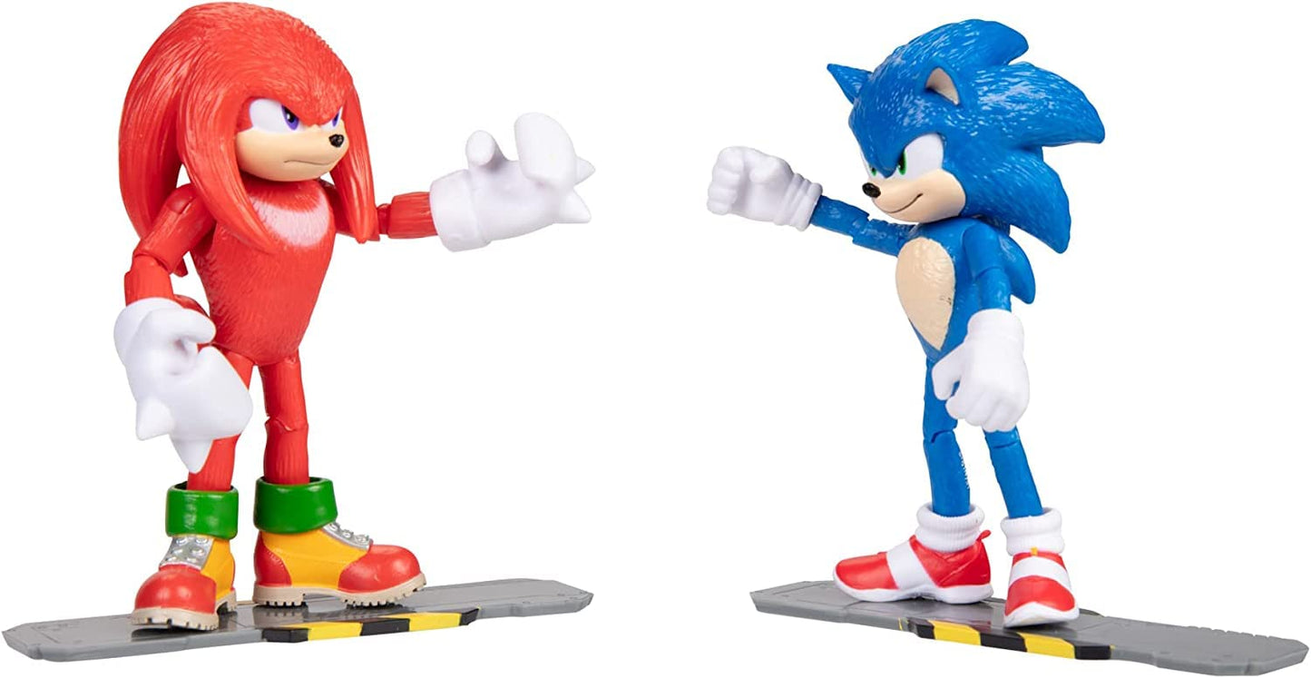 Sonic 2 Movie 4" Action Figure 2 Pack - Sonic & Knuckles, Red