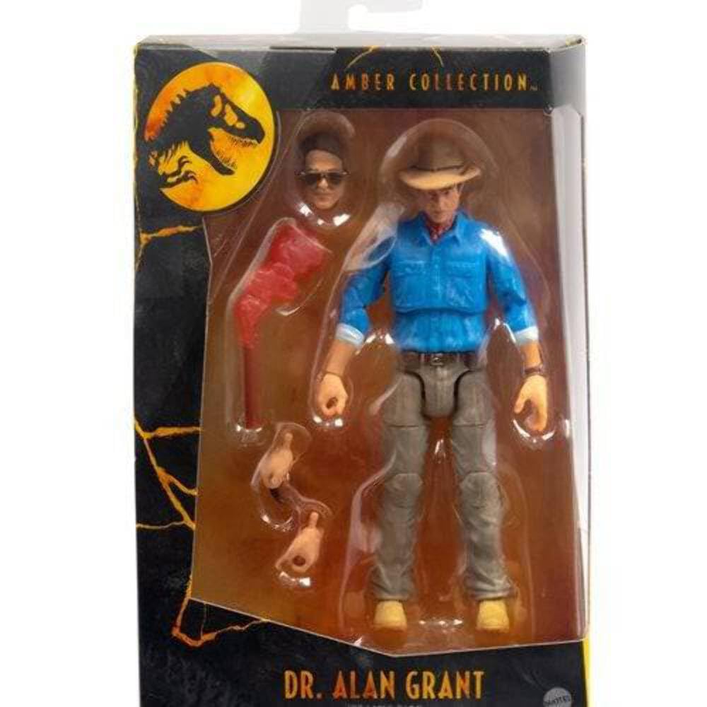 Jurassic World Toys Amber Collection Robert Muldoon 6-in/15.2-cm Action Figure, Swappable Hands & Head, Hat & Dino Shocker Accessories, Collectible