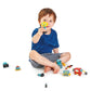 Tender Leaf Toys - Robot Construction - 17 Pieces Wooden Construction Set to Build and Stack 3 Robot in Endless Variations - Develops Problem Solving
