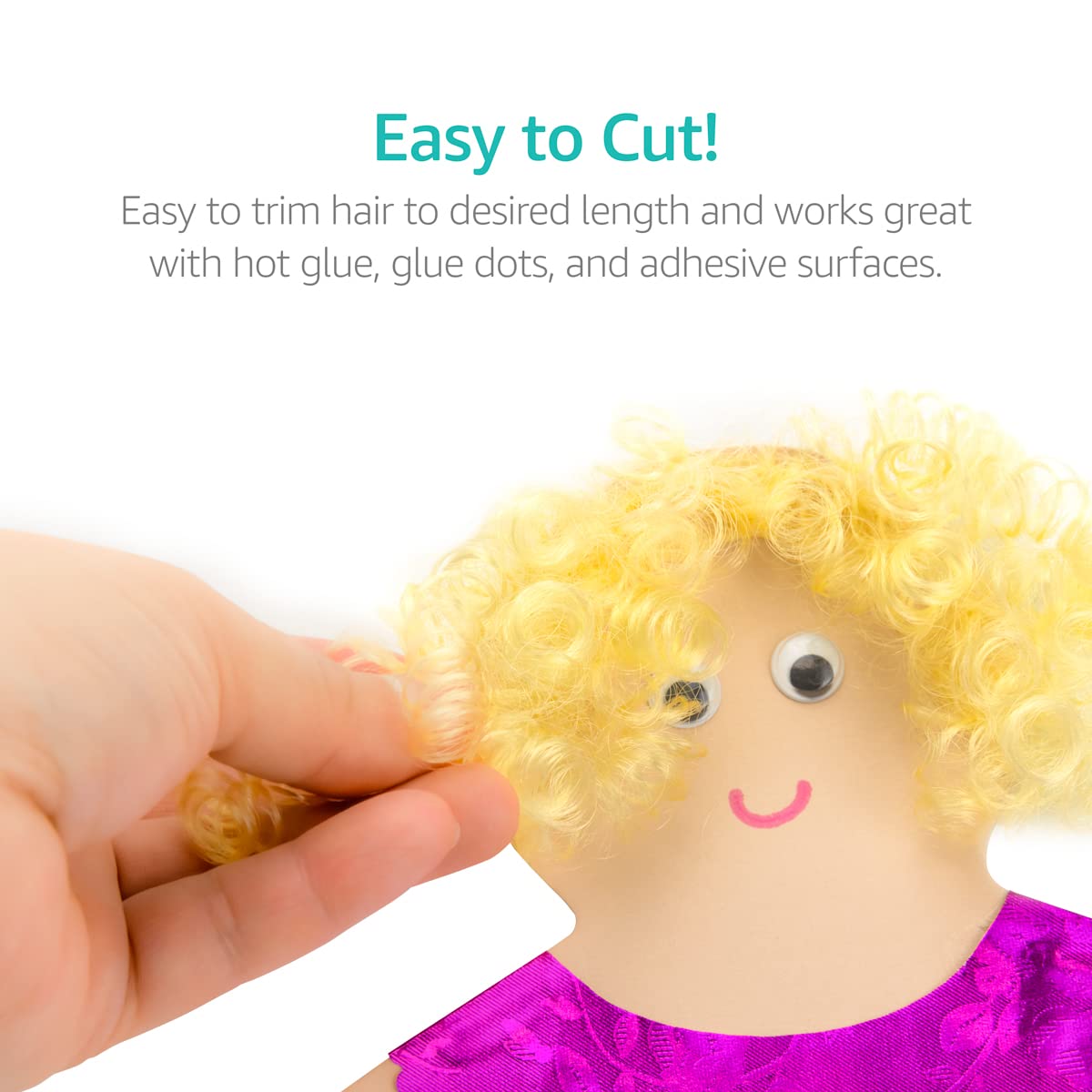 Hygloss 2 oz Curly Doll Hair for Crafts Assorted- Premium Synthetic Hair for Doll Making, Puppets, and Arts & Crafts Projects - Easy Application