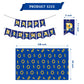 OUAOCZH 2Pcs Blue Gold Ring 108'' x 54 ''Tablecloth and Banner Disposable Rectangle Rings TableCover for Boys Girls Birthday Party Supplies