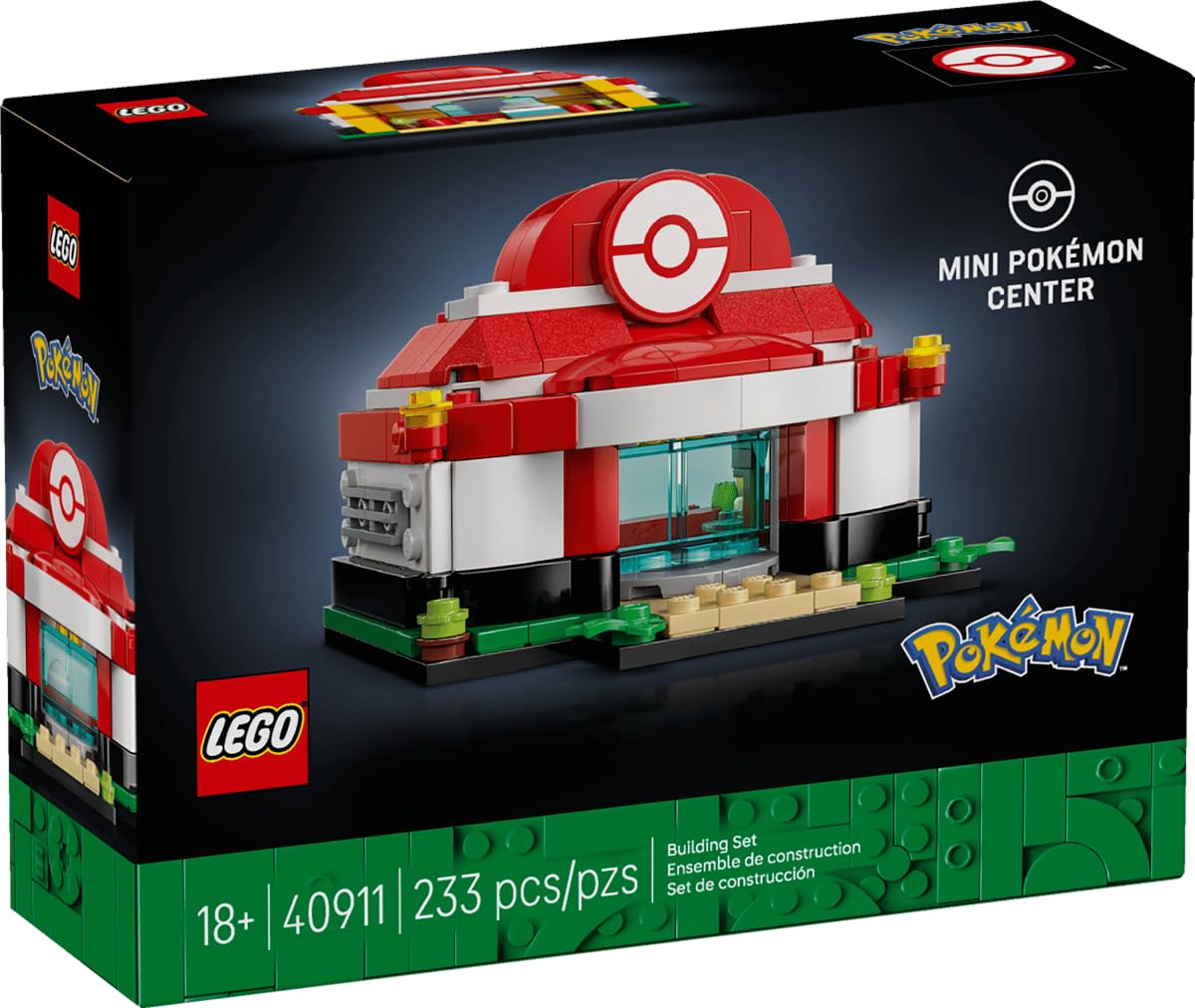 LEGO Pokémon Mini Pokémon Center - 233-Piece Collectible Display Building Set with Sliding Doors & Healing Station, Gamer Room Decor Gift for Adults -