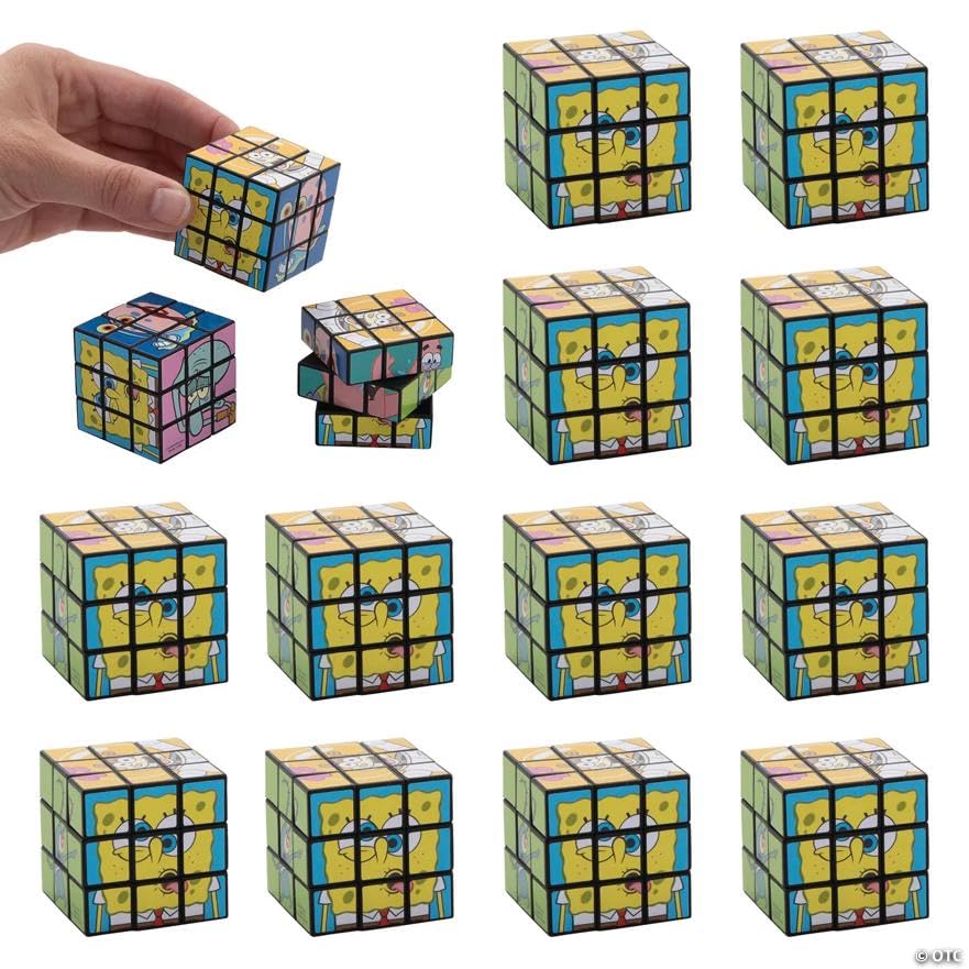 Fun Express 1 1/2" Mini Spongebob Squarepants Character Magic Plastic Puzzle Cubes - 12 Pieces
