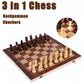 Folding Storage Wooden Chess Board Sets - 3 in 1 Chess Board Game for Adults and Kids (Backgammon, Checkers), Exquisite Wooden Chess Set