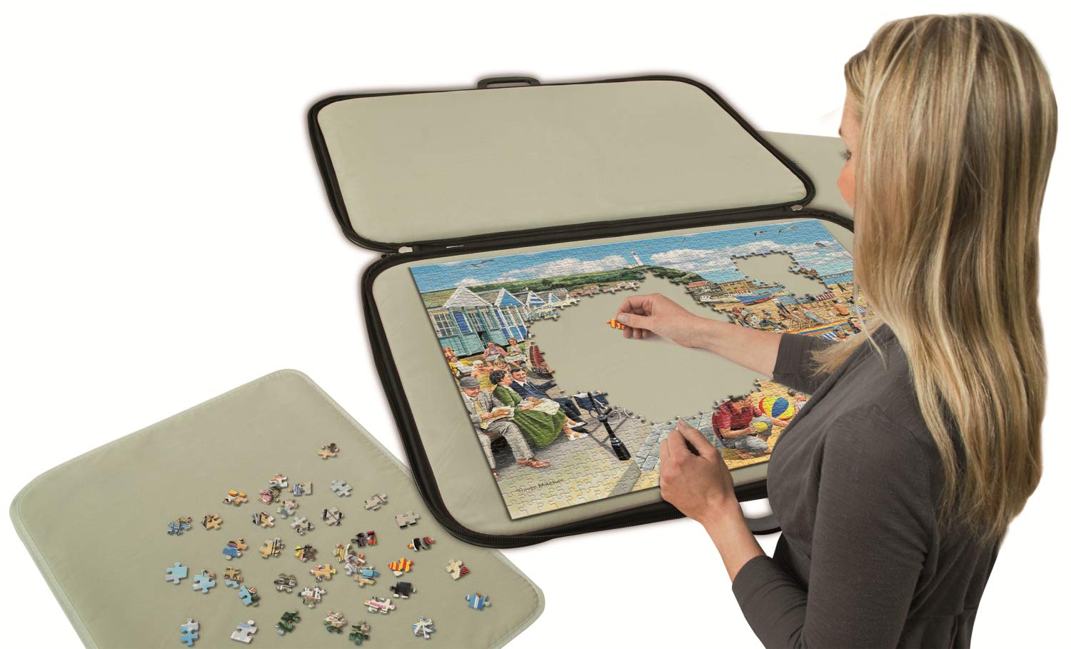Jumbo, Puzzle Mates, Portapuzzle Deluxe - Standard 1,000 Piece Jigsaw Storage Board Case, Jigsaw Puzzle Accessories, 500-1000 Piece Puzzle Storage