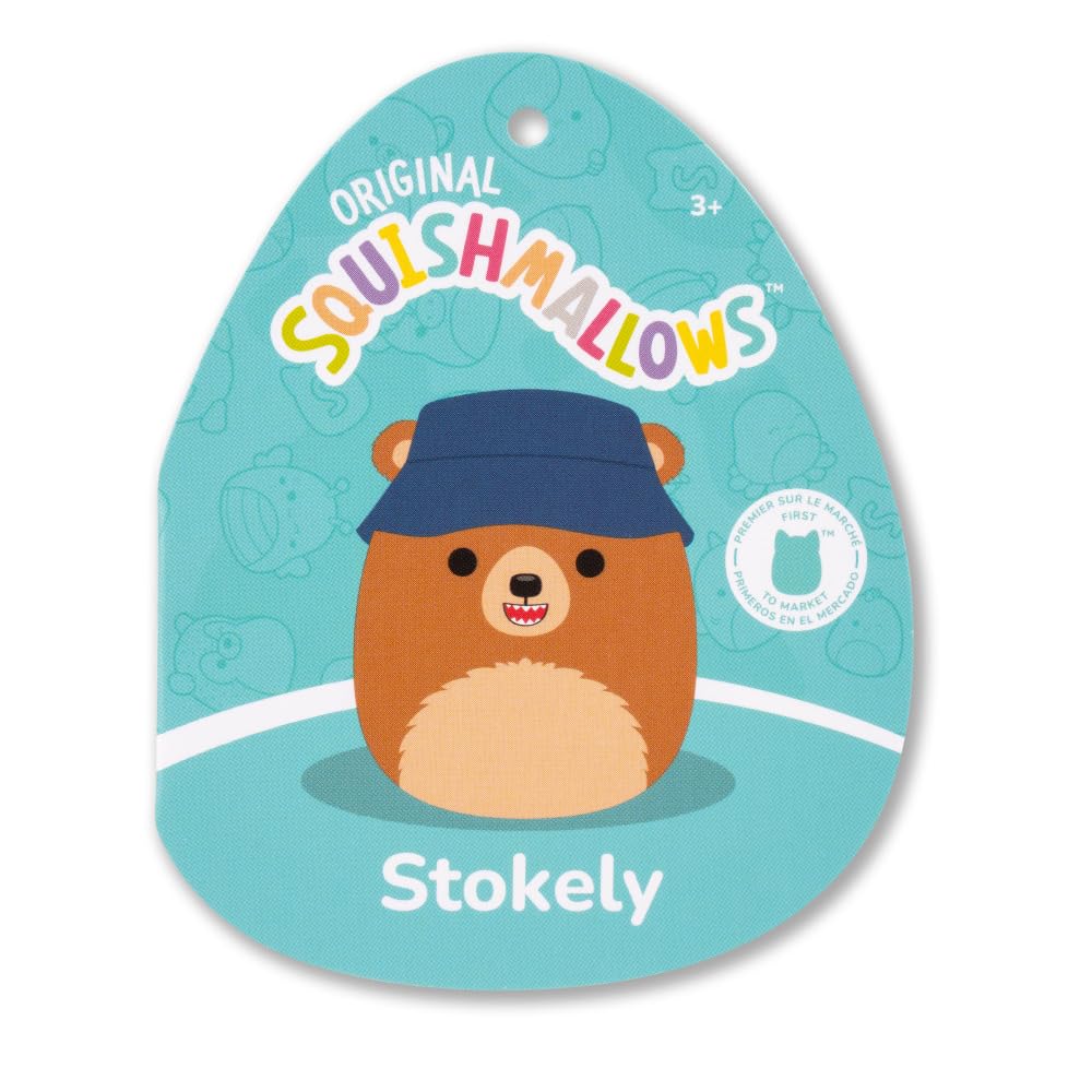 Squishmallows Original 12in Stokely the Brown Kodiak Bear with Fuzzy Belly and Bucket Hat - Official Jazwares Plush (Medium-Sized)