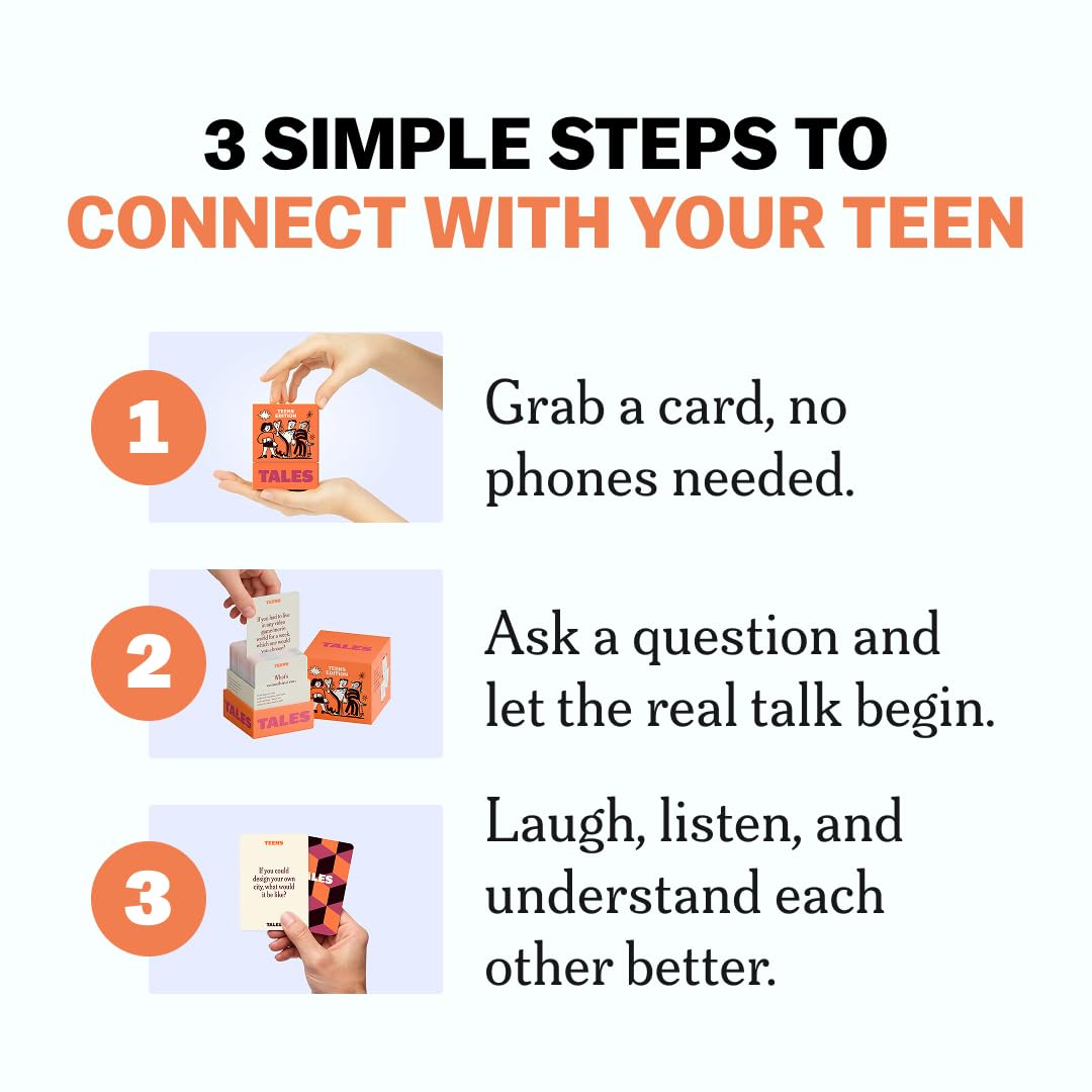 TALES 150 Conversation Cards, Teens Edition, Fun Family Games for Teens, Perfect for Dinners, Road Trips, Classrooms & Game Nights, Gifts