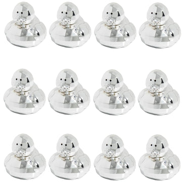 Fun Express Mini Disco Ball Rubber Ducks in Bulk 12 Pack - Small Silver Metallic Glitter Ducks for Disco Party Favors & Dance Party Decorations |