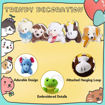 CAMIRUS 24Pack Mini Animal Plush Toy Set, Cute Assortment Keychain Toys, Small Stuffed Animal Set Gifts for Kids, Christmas Stocking Stuffer, Easter