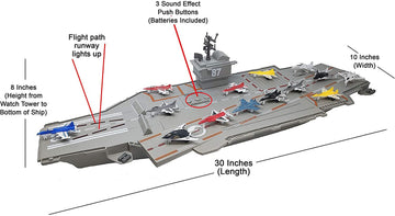 30 Inch Aircraft Carrier Toy Sound Effects, Light Up (14 Fighter Jets)