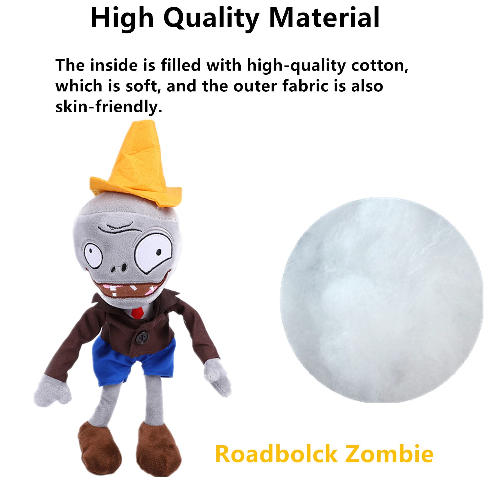 12" 1 PCS PVZ Plant and Zombies Plush Brown Coat Toys Stuffed Soft Doll Roadblock Conehead Zombie New