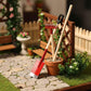 3Pcs Miniature Dollhouse Garden Tools, 1:12 Scale Mini Shovels and Rake Farm Tools, Fairy Garden Dollhouse Accessories Furniture Toy Sets (Red, 3.2