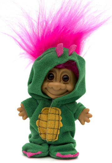 Russ Berrie My Lucky Troll Alligator Costume Troll Doll - Hot Pink Hair