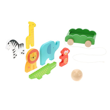 Petit Collage Safari Animals Wooden Bowling Set