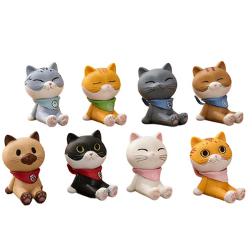 Fevoila 8 Pcs Mini Resin Cat Figurines, Realistic Kittens Collectible Figurines Realistic Cat Figures Cake Toppers Desktop Decor Christmas Birthday