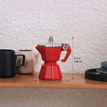 1:12 Scale Miniature Coffee Maker: Realistic Red Alloy Espresso Machine for Dollhouse Decor