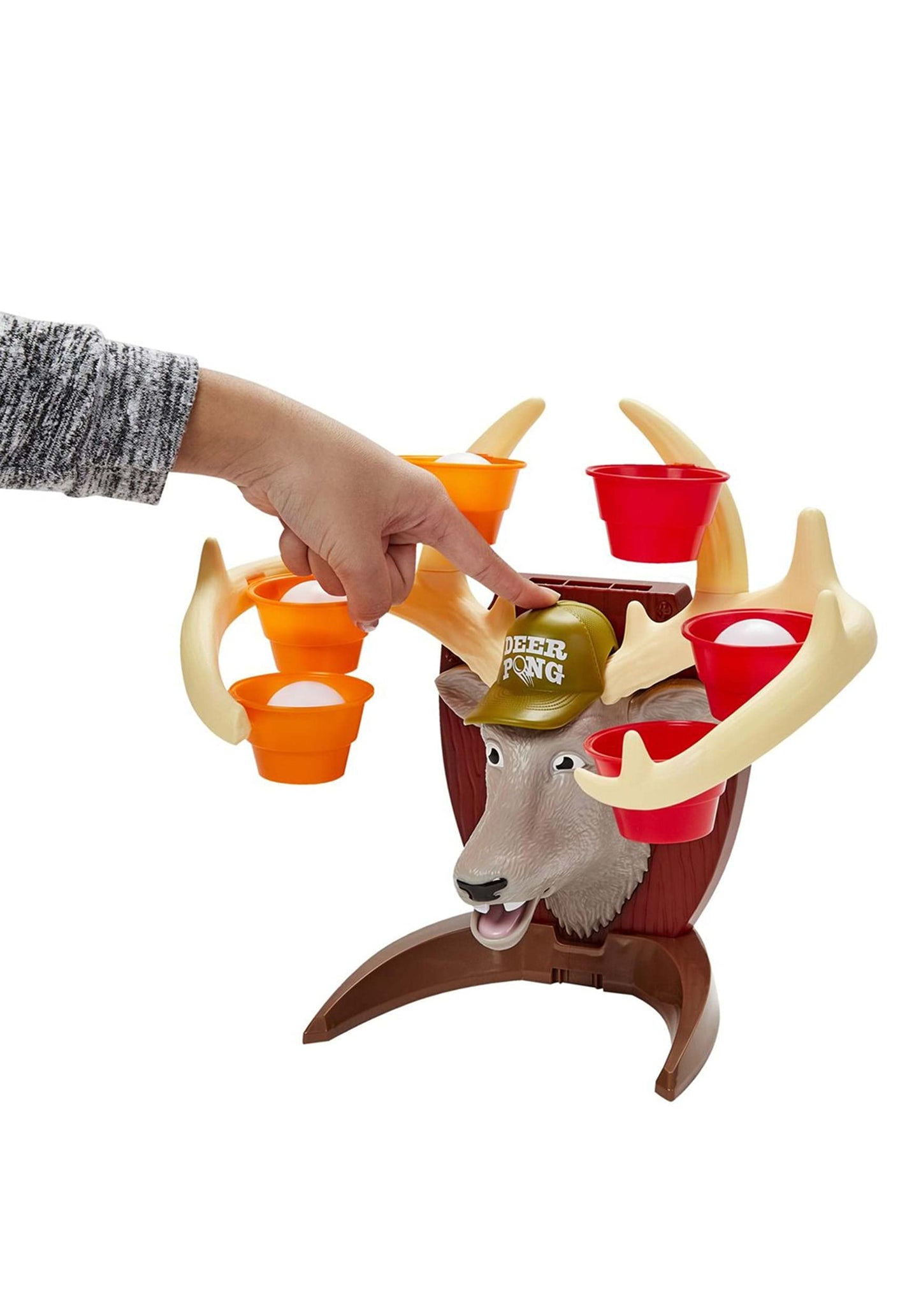 Deer Pong Game, Features Talking Deer Head and Music, Includes 6 Party Cups and 8 Balls, Fun Family Game for Ages 8 and Up