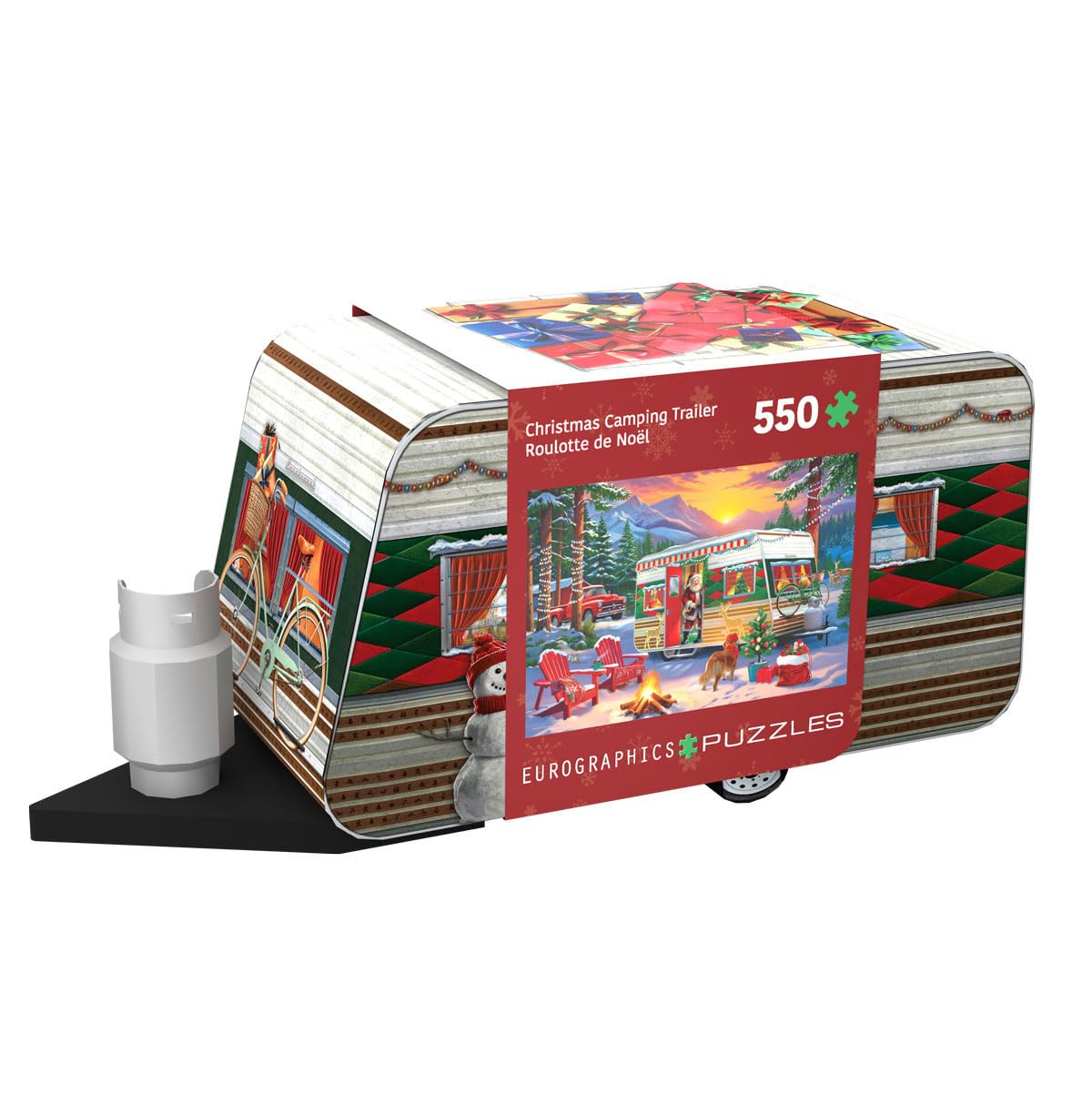 Christmas Camping Trailer Tin