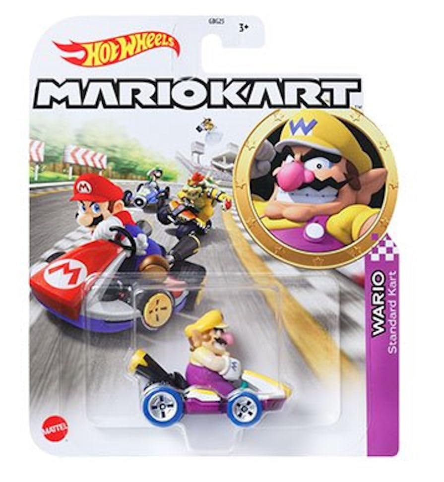 Hot Wheels Mario Kart Die-Cast Character Cars Collection, Bundle of 8, Nintendo Gaming Vehicles GBG25-957M