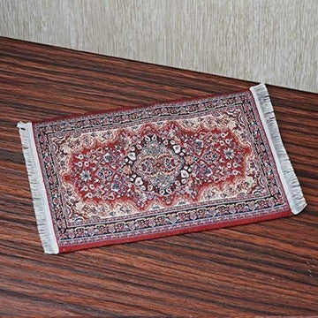 Miniature Red Woven Carpet, 10 x 15 cm Miniature Carpet, Dollhouse Accessories Vintage Style Flooring Mini Furniture Decoration