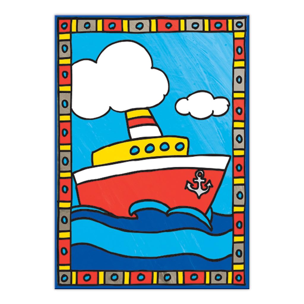 Royal Brush My First Paint by Number Kit, 8.75 by 11.375-Inch, Train and Boat, 2/pkg