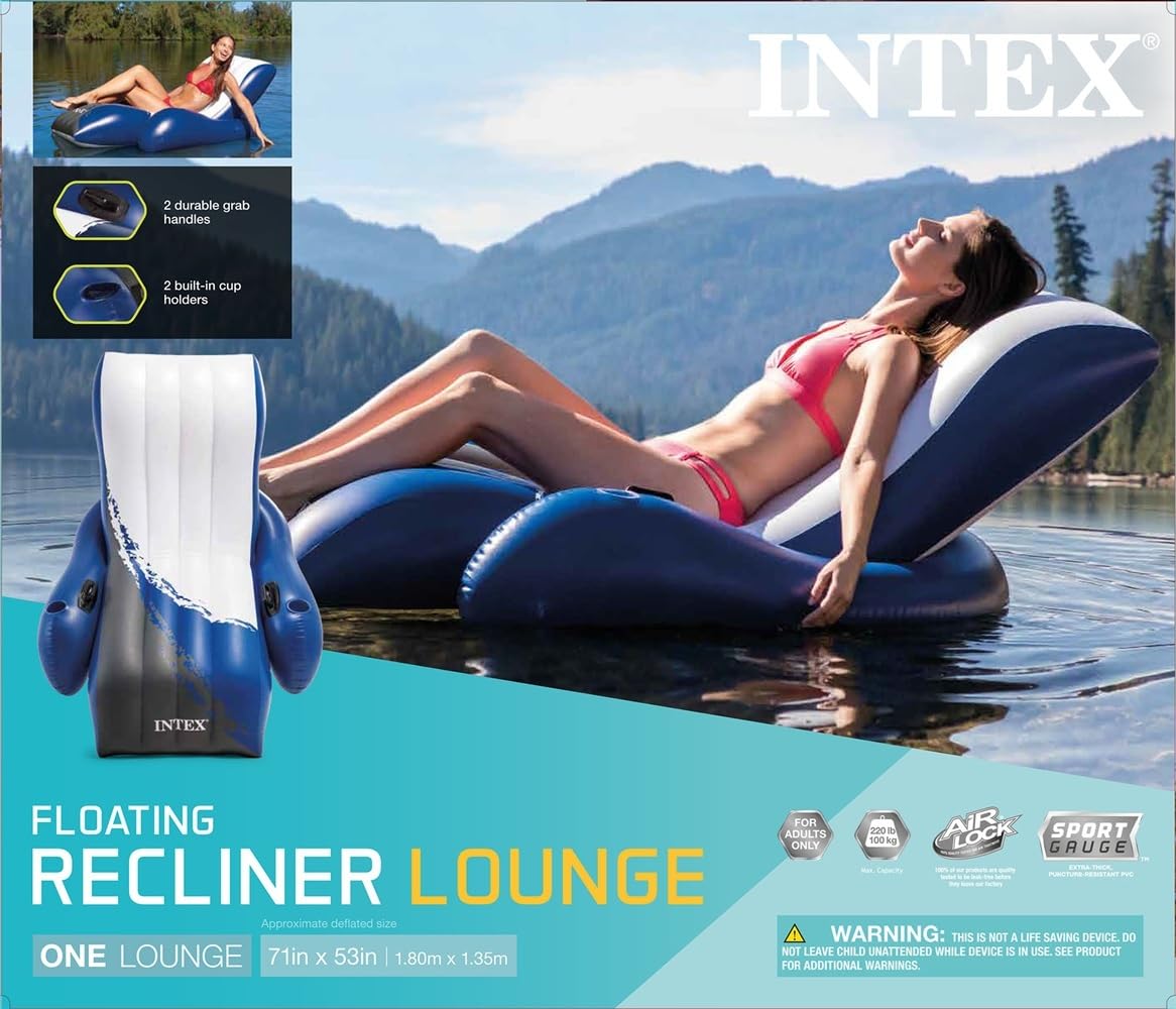 Intex Floating Recliner Lounge for Swimming Pools, 2-Pack