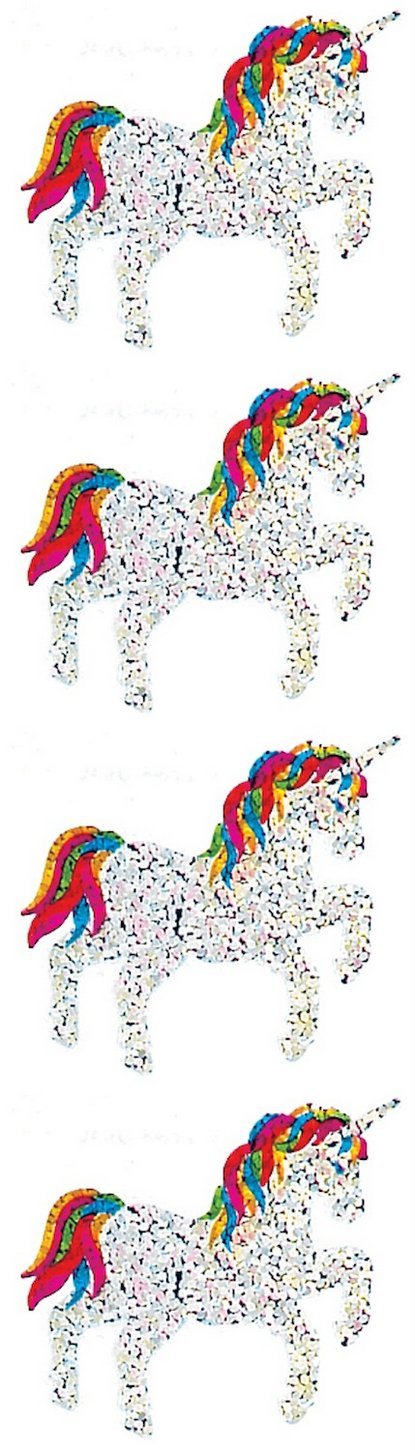 Jillson Roberts Prismatic Stickers, Unicorn with Rainbow Mane and Tail, 12-Count (S7191)