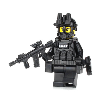 Battle Brick 1.6 Inches Tall Collectible Police SWAT Tactical Assault Officer Custom Minifigure | Accessories Made in the USA | Genuine Military