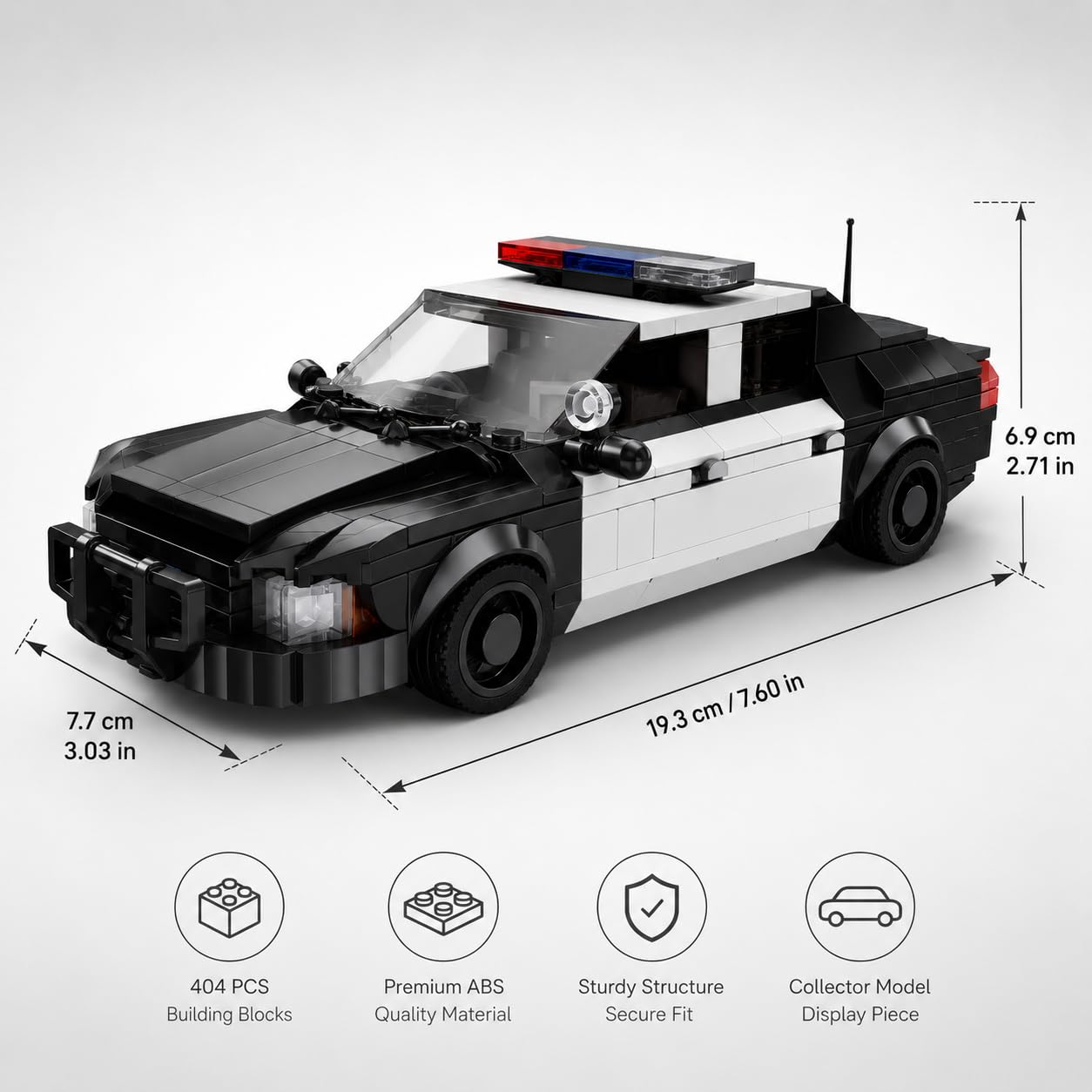 GoAssemb Police Car Building Blocks Set, MOC Creative City Vehicle Construction Kits, Ideal for Adult Builders, City Model Collectors and Display