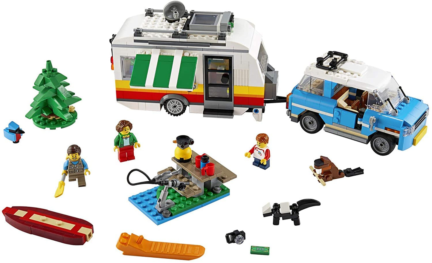 LEGO Creator 3in1 Caravan Family Holiday 31108 Vacation Toy Building Kit for Kids Who Love Creative Play and Camping Adventure Playsets with Cute