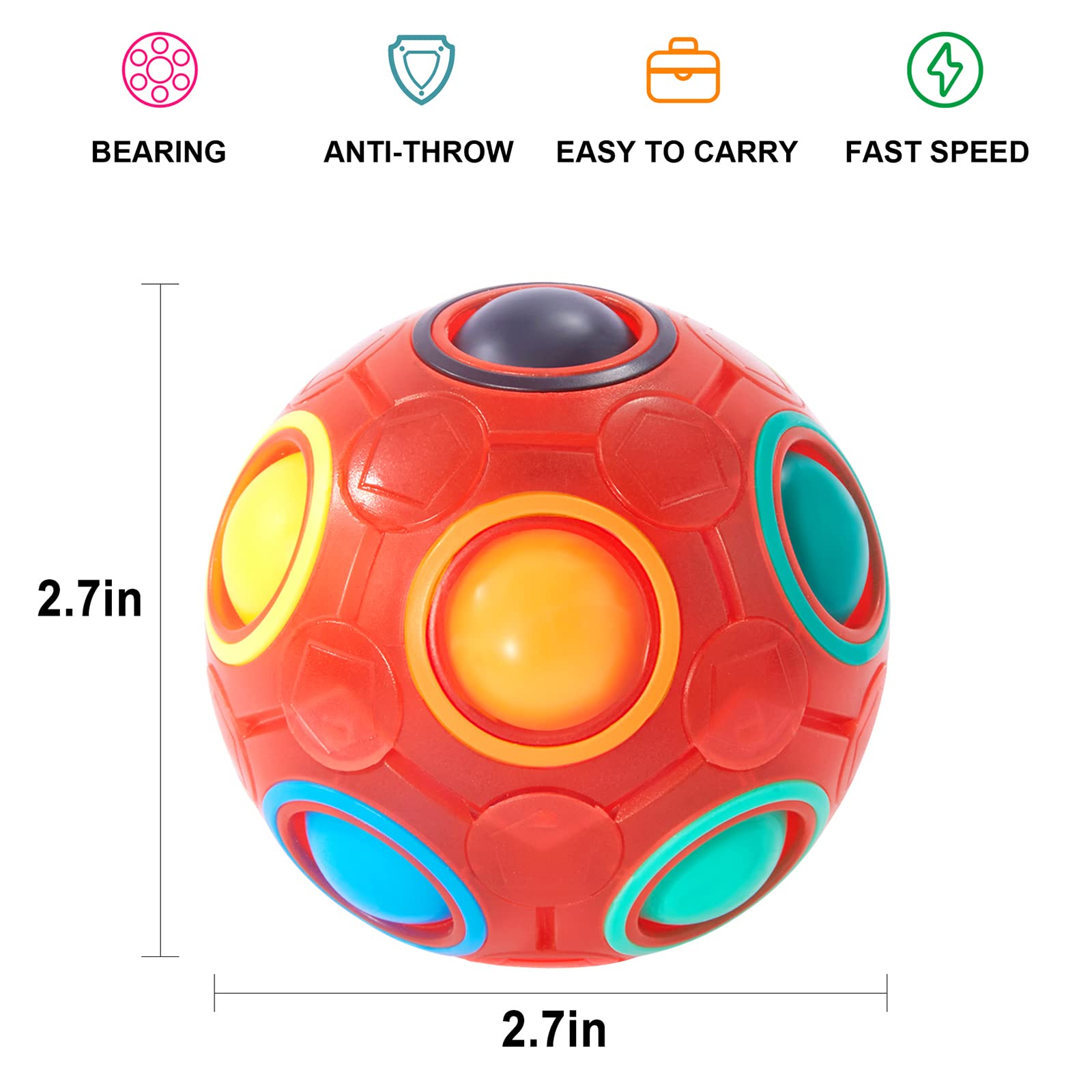 Vdealen Magic Rainbow Puzzle Ball, Fidget Ball Puzzle Brain Teaser Fidget Toy for Boys & Girls- Birthday Party Easter Valentines Christmas Stocking