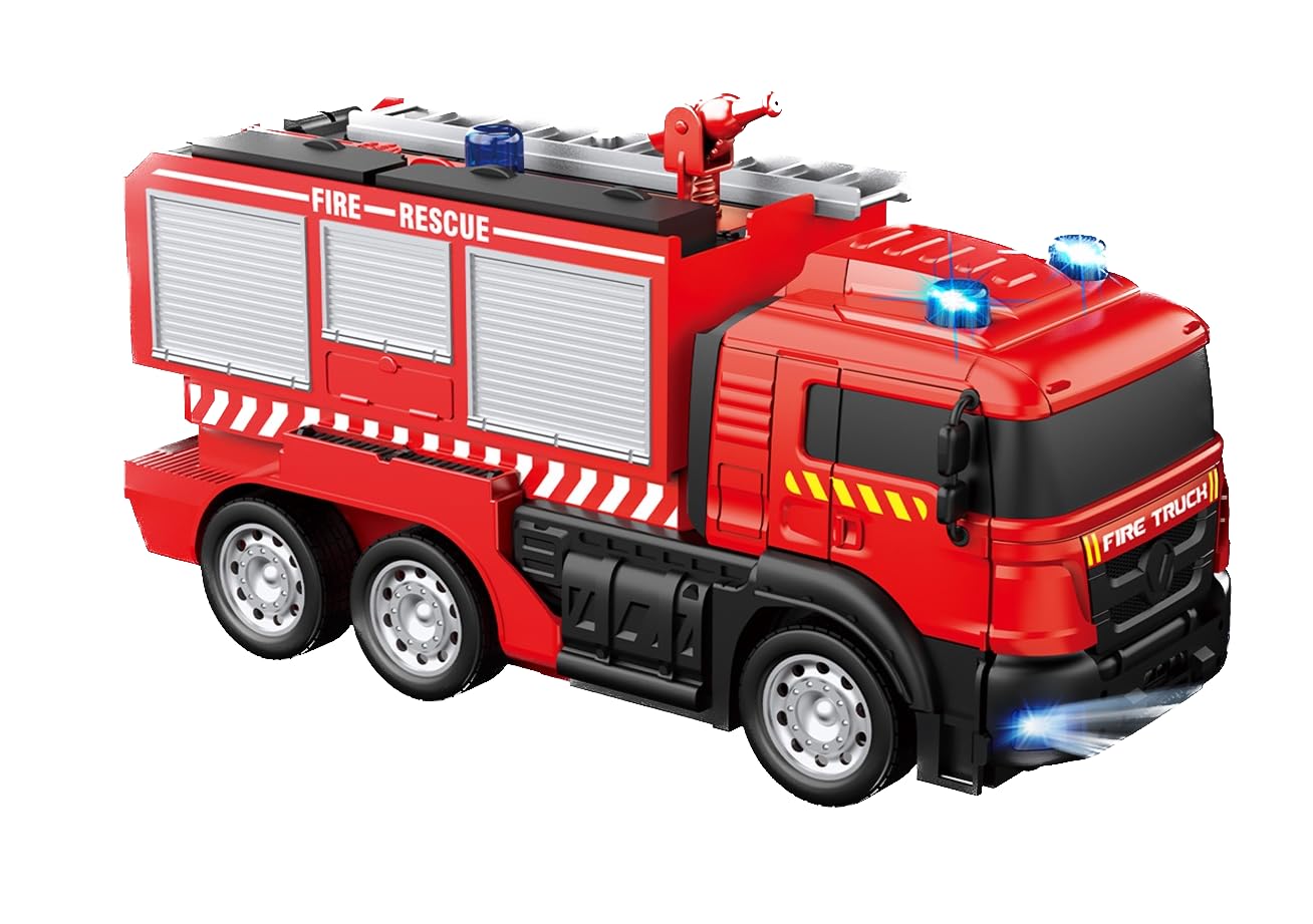 Odyssey Toys Blazin Moto 2 RC Transforming Fire Truck Robot with Water Pump, LED Lights, Rechargeable Battery, Remote Control Firefighter Toy for Kids