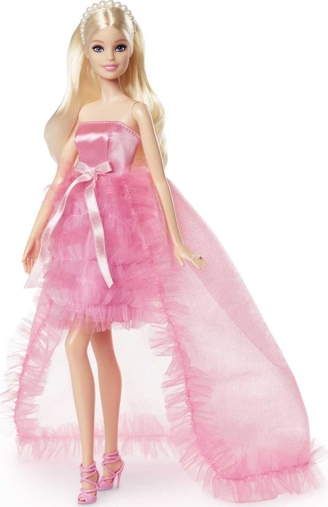 Barbie Birthday Wishes Doll with Blonde Hair and Pink Satin and Tulle Dress, Special Occasion Toys and Collectibles
