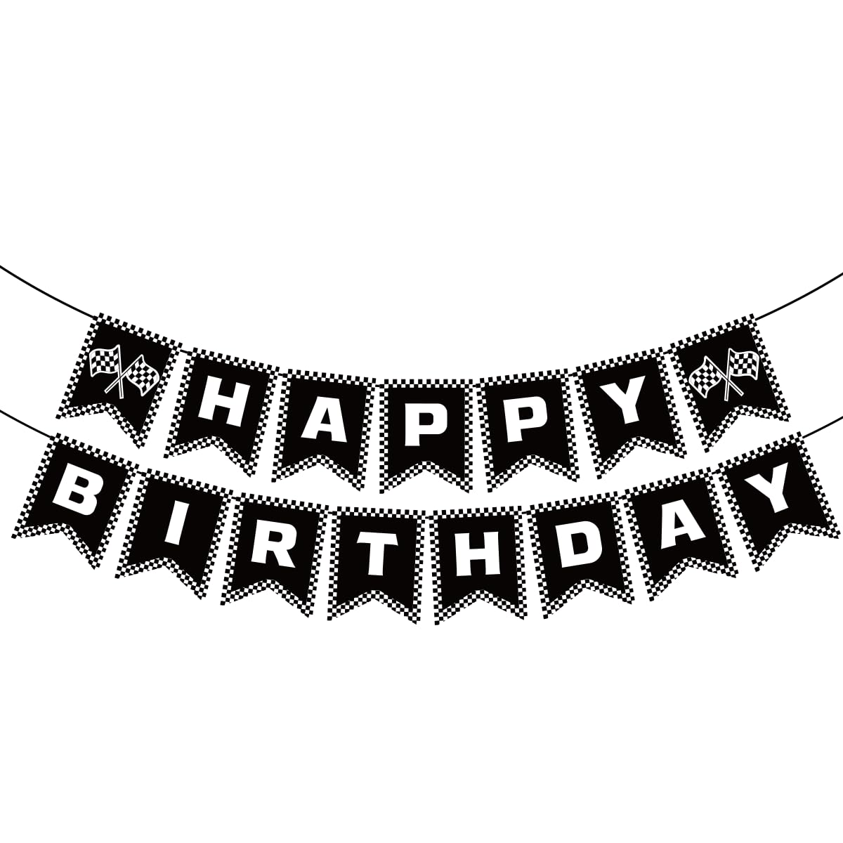 BIEUFBJI Race Car Birthday Banner, Checkered Happy Birthday Banner, Race Car Party Decorations, Racing Themed Party, Boys racing themed birthday