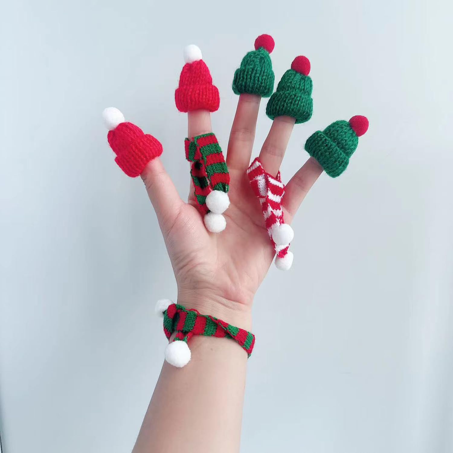 SUZLFTDZSW Mini Knit Hat Christmas Scarf Set Mini Santa Hats for Crafts Christmas Decorations Tree Ornaments for DIY Craft Art Snowman Doll Winter