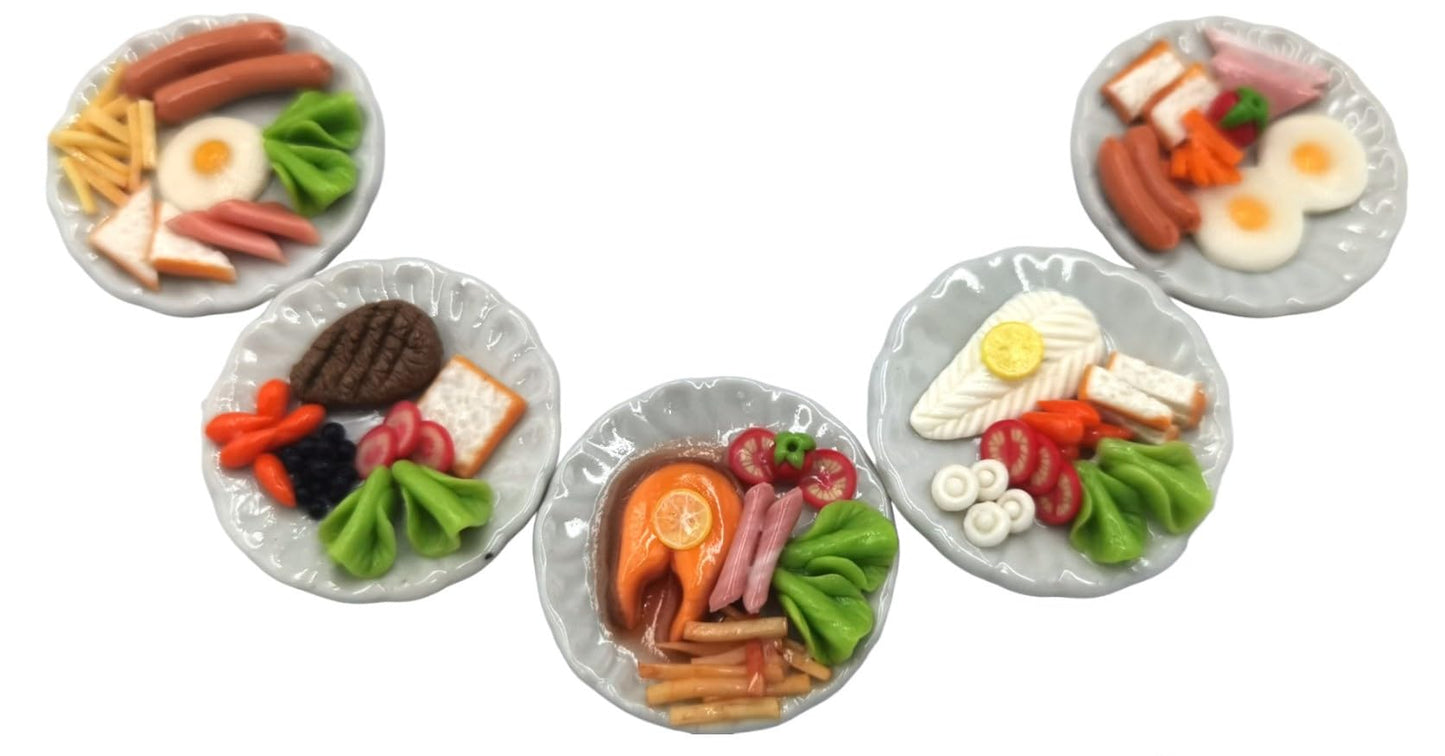 Realistic Dollhouse Mini Food Set - 5 pcs Tiny Steak & Fried Egg, Miniature Food Toys for Dollhouse Kitchen, Doll Accessories & Collectibles Scale