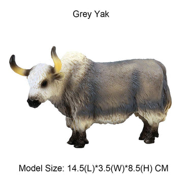 FLORMOON Animal Figures Realistic Yak Plastic Early Educational Toys Cupcake Topper Party Gift for Kids 3+ Year Old(Grey)