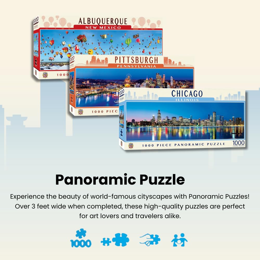 MasterPieces - 1000 Piece Jigsaw Puzzle, Cincinatti Skyline Panoramic, Fun for Adults, Family, Kids 13"x39