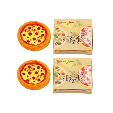 2 Set Miniature Pizza Box, 1:6 & 1:12 Scale Realistic Dollhouse Food Model Set, Yellow Resin Doll House Furniture Supplies for Pretend Play Kitchen